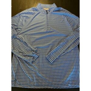 Mizzen+Main Mens X-Large Blue Geometric Print Performance 1/4 Zip Pullover Shirt